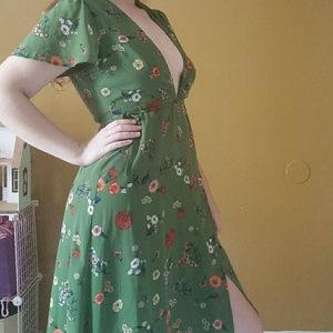 Sheer floral print wrap dress forever 21